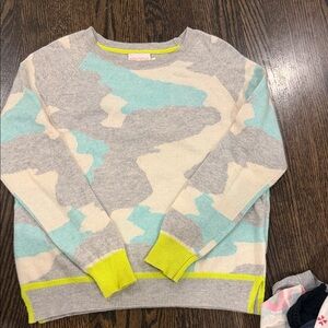 Brodie Cashmere Gray and Blue Sweater with Neon Highlights